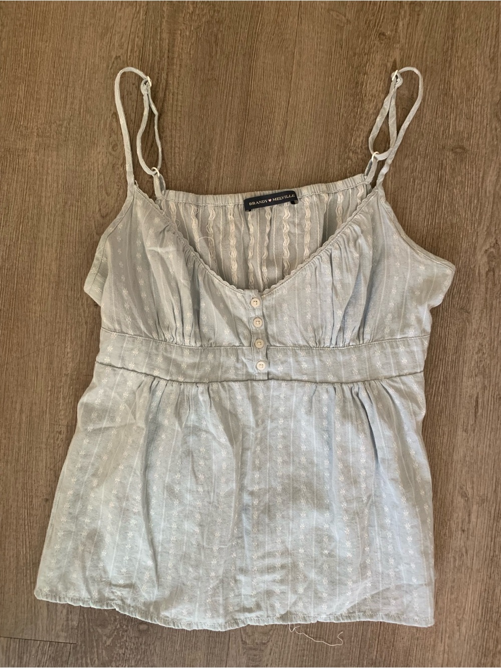 Brandy Melville Pale Blue Eyelet Button Cami